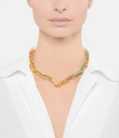 LAUREN RUBINSKI Collier Large Émail Rainbow Or Jaune -COLLIERS Shop laure look20211019 247
