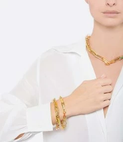 LAUREN RUBINSKI Bracelet Small Émail Rainbow Or Jaune 7 LAUREN RUBINSKI Bracelet Small Émail Rainbow Or Jaune -COLLIERS Shop laure look20211019 249 1