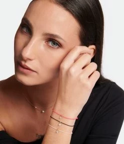 LA BRUNE & LA BLONDE Bracelet BB Diamant Brillant Cordon Rose Fluo Or Rose -COLLIERS Shop lblbb look20221201 322 1