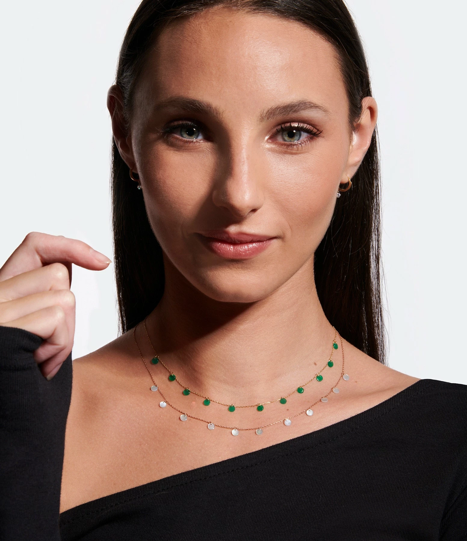 LA BRUNE & LA BLONDE Collier Polka Onyx Vert Or Jaune 3 LA BRUNE & LA BLONDE Collier Polka Onyx Vert Or Jaune – Image 3