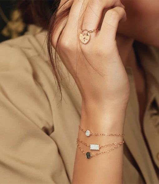 Ginette NY Bracelet Mini Ever Disc Or Rose Diamants 2 Ginette NY Bracelet Mini Ever Disc Or Rose Diamants – Image 2