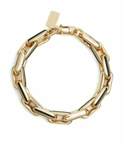 LAUREN RUBINSKI Bracelet Medium Émail Noir Or Jaune