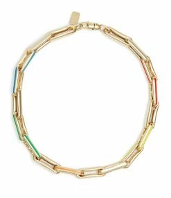 LAUREN RUBINSKI Collier Large Émail Rainbow Or Jaune