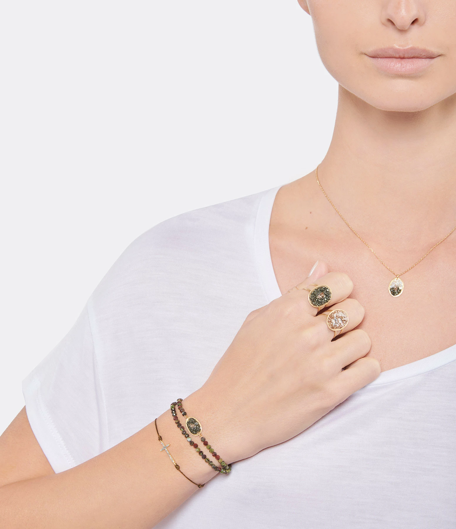 LSONGE Bracelet Lakota Double Pyrite Doré 2 LSONGE Bracelet Lakota Double Pyrite Doré – Image 2