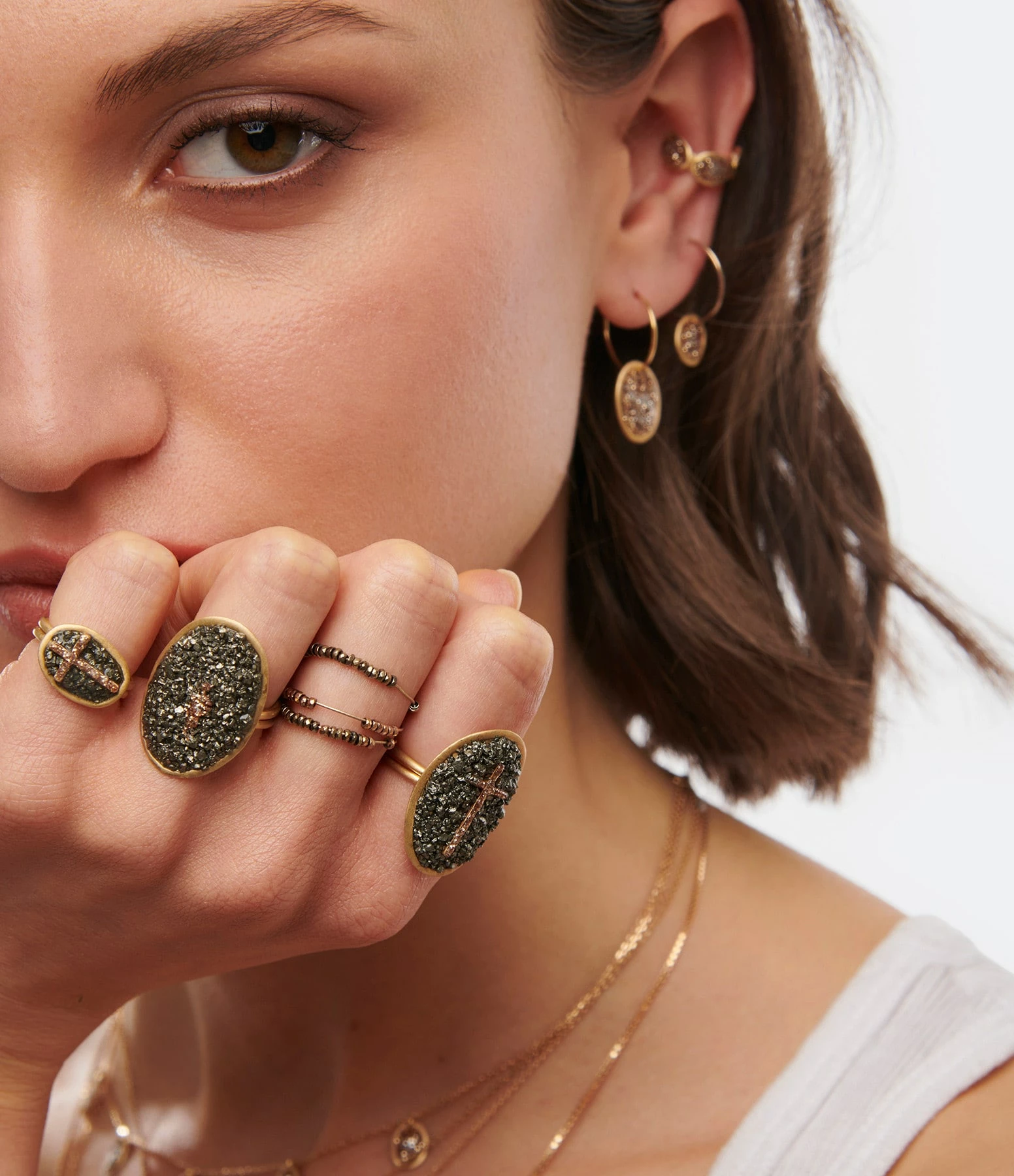 LSONGE Bague Lakota S Croix Pyrite Doré 2 LSONGE Bague Lakota S Croix Pyrite Doré – Image 2