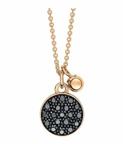 Ginette NY Collier Ever Disc Mini Diamants Noirs Or Rose