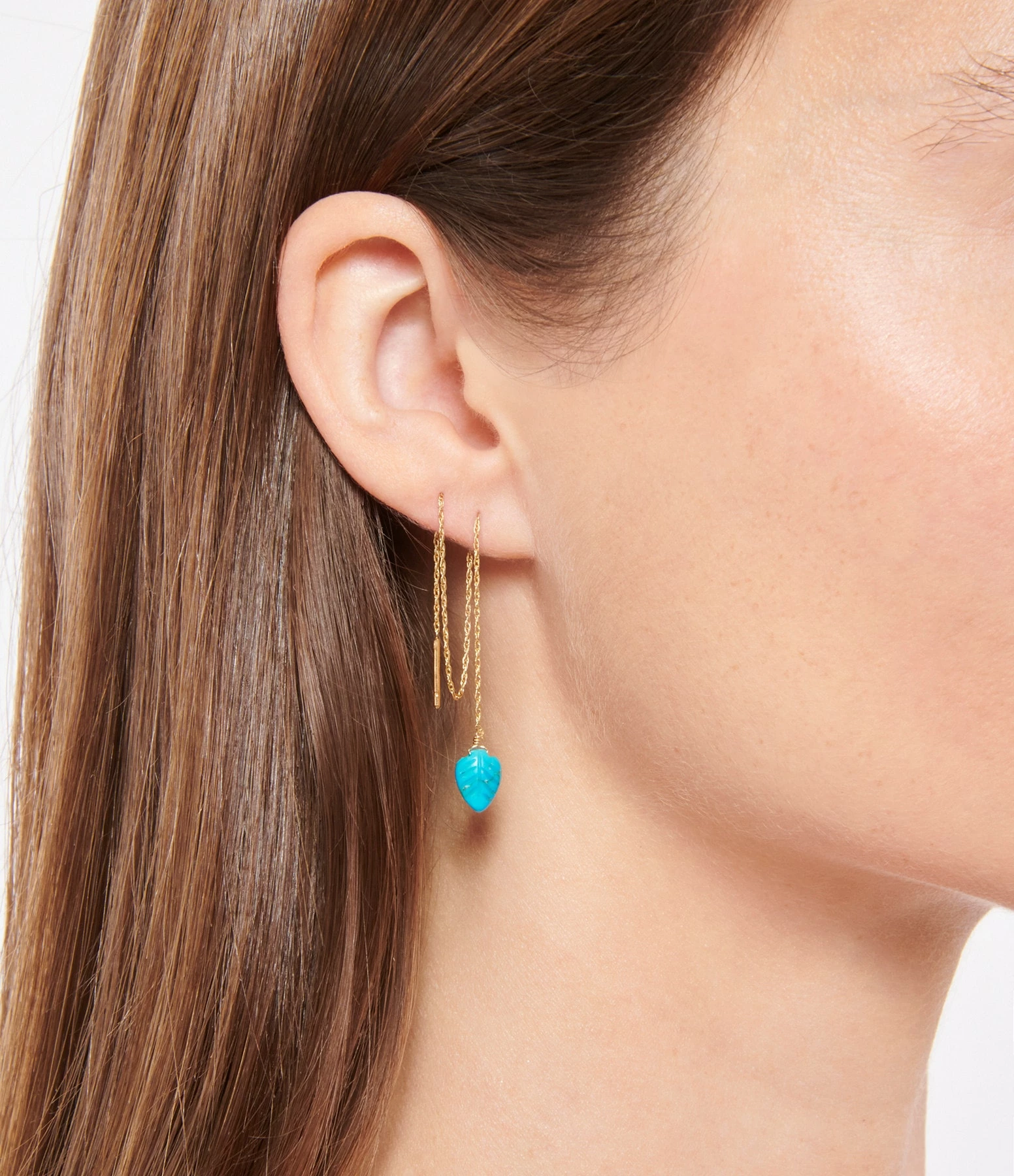 MON PRECIEUX GEM Boucle D'oreille Feuille Chaîne Longue Turquoise (vendue à L'unité) 3 MON PRECIEUX GEM Boucle D'oreille Feuille Chaîne Longue Turquoise (vendue à L'unité) – Image 3
