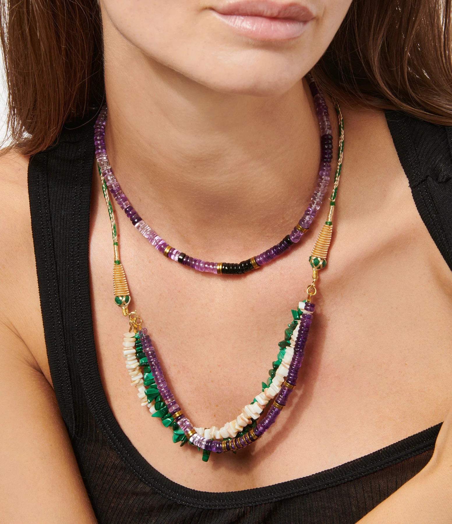 MON PRECIEUX GEM Collier Puka Améthyste Onyx 2 MON PRECIEUX GEM Collier Puka Améthyste Onyx – Image 2