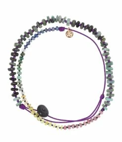 MON PRECIEUX GEM Bracelet 123 Tours Emeraude Saphir Cordon Violet