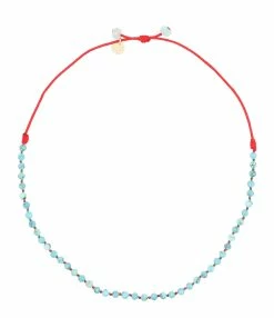 MON PRECIEUX GEM Bracelet Cheville Candies Turquoise Cordon Rouge