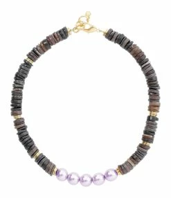 VADI JEWELS Collier Gaby Coquillage Perles Cristal Violet