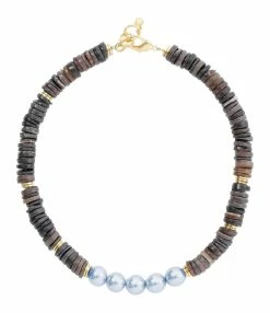 VADI JEWELS Collier Gaby Coquillage Perles Cristal Bleu