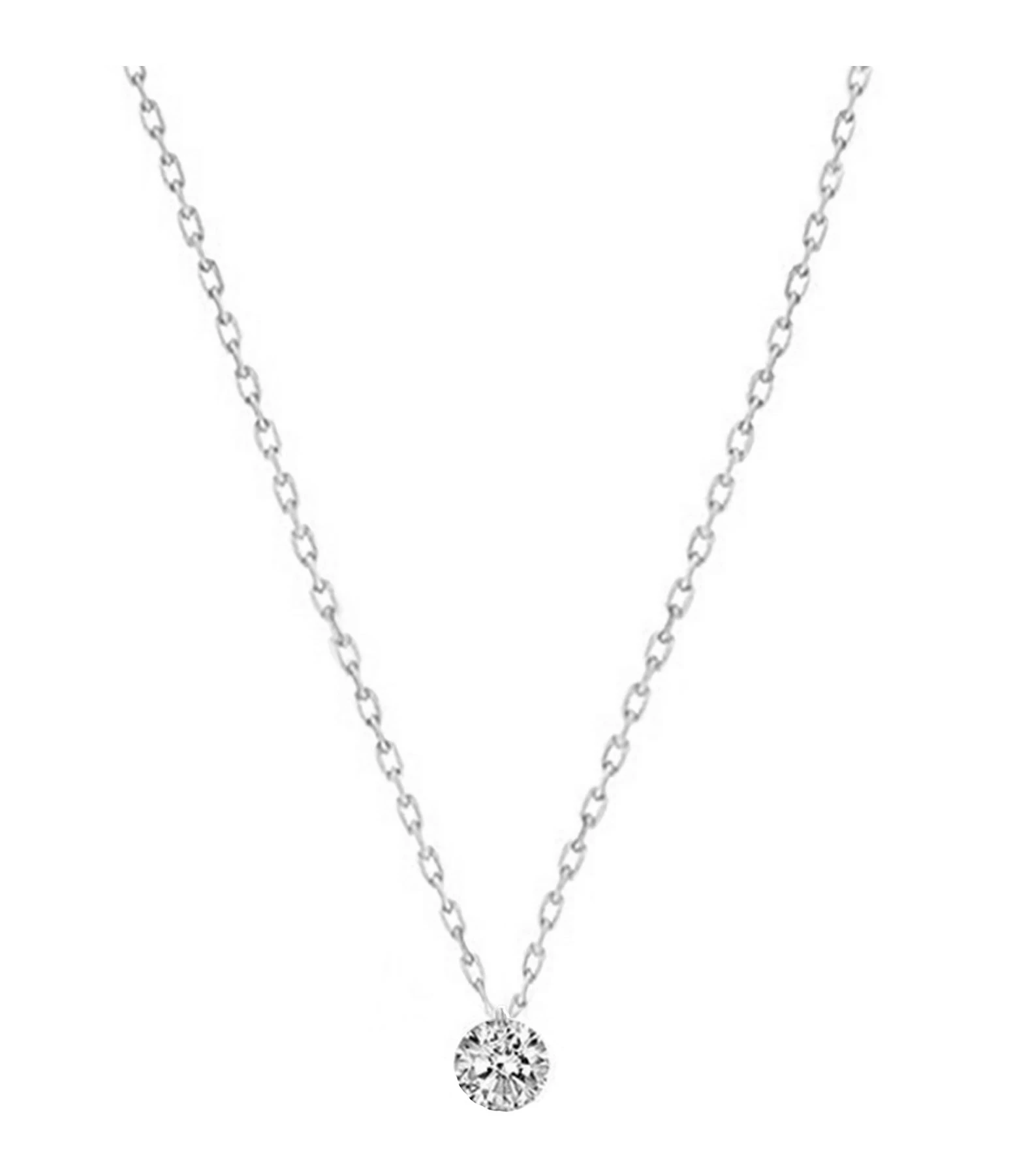 LA BRUNE & LA BLONDE Collier 360° Diamant Brillant 0,10 Or Blanc 1 LA BRUNE & LA BLONDE Collier 360° Diamant Brillant 0,10 Or Blanc