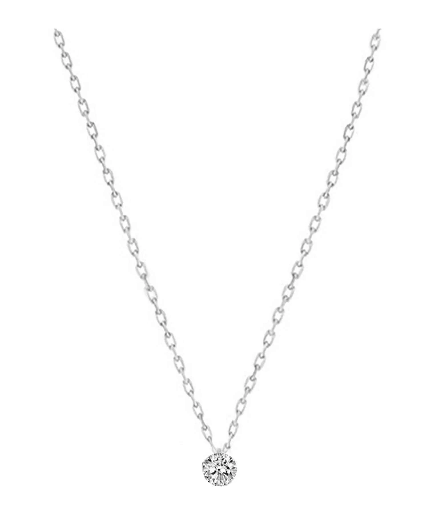 LA BRUNE & LA BLONDE Collier 360° Diamant Brillant 0,07 Or Blanc 1 LA BRUNE & LA BLONDE Collier 360° Diamant Brillant 0,07 Or Blanc