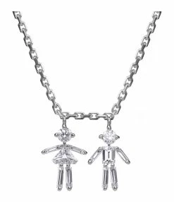 LITTLE ONES Collier Emblématique Fille Garçon Or Blanc Diamants