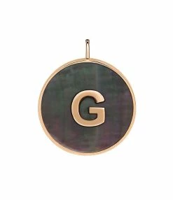 Ginette NY Pendentif Initial Nacre Noire Or Rose, Personnalisable