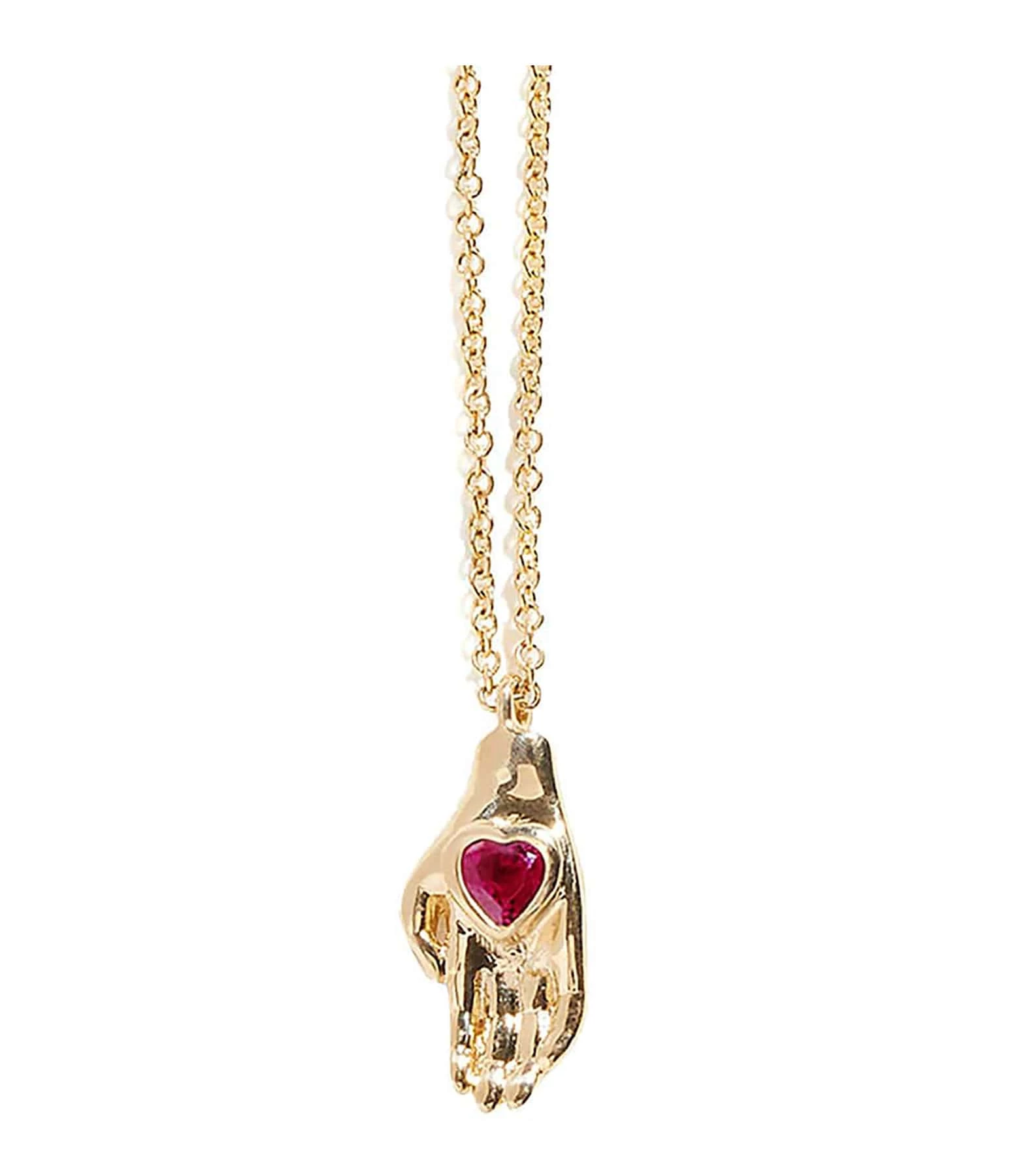 Pamela Love Collier Heart In Hand Rubis Or Jaune 1 Pamela Love Collier Heart In Hand Rubis Or Jaune