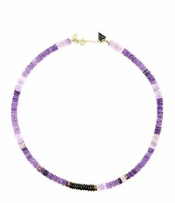 MON PRECIEUX GEM Collier Puka Améthyste Onyx