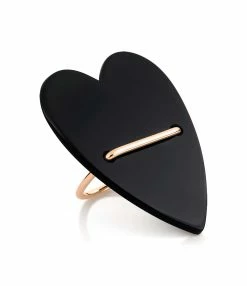 Ginette NY Bague Angèle Jumbo Cœur Or Rose Onyx