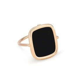 Ginette NY Bague Antique Onyx Or Rose