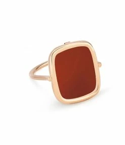 Ginette NY Bague Antique Agate Rouge Or Rose