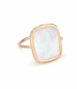 Ginette NY Bague Antique Nacre Blanche Or Rose