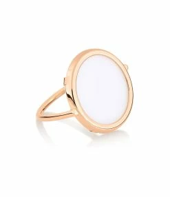 Ginette NY Bague Disc Or Rose Agate Blanche