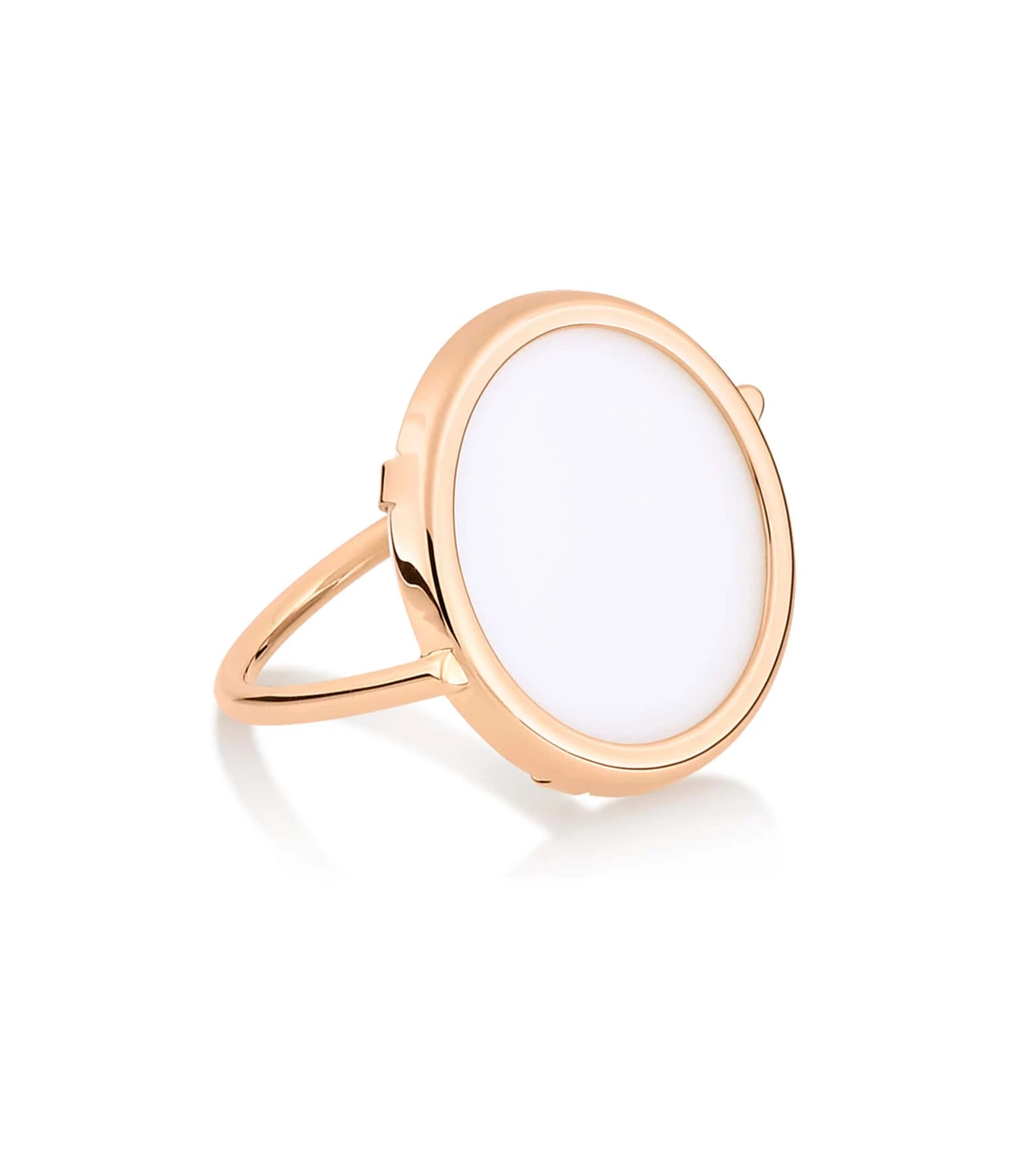 Ginette NY Bague Disc Or Rose Agate Blanche 1 Ginette NY Bague Disc Or Rose Agate Blanche