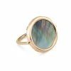 Ginette NY Bague Disc Or Rose Nacre Noire