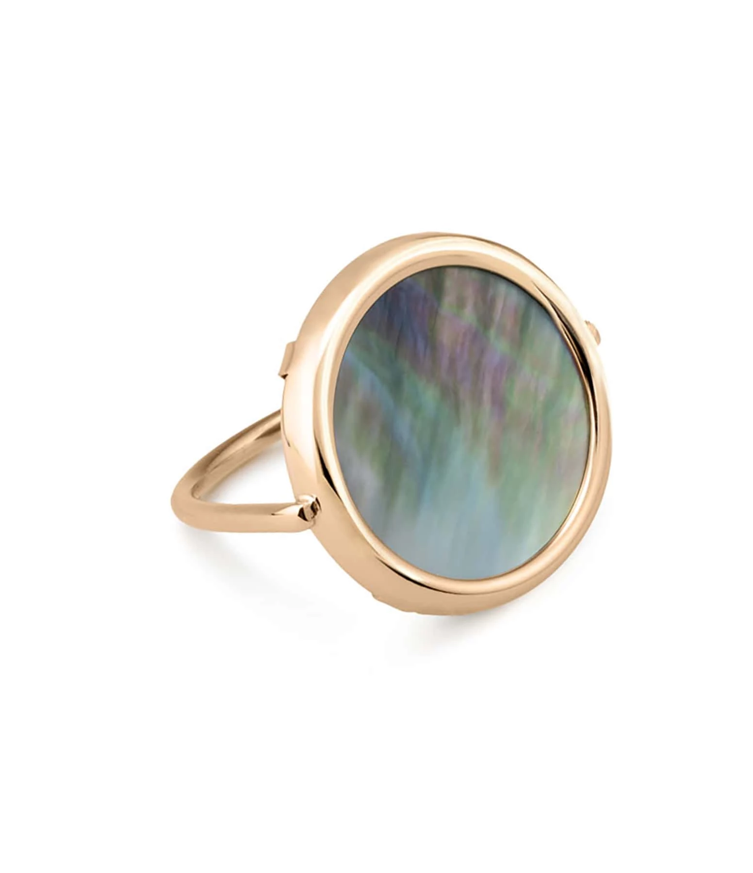 Ginette NY Bague Disc Or Rose Nacre Noire 1 Ginette NY Bague Disc Or Rose Nacre Noire