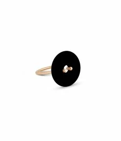 Ginette NY Bague Donut Onyx Or Rose