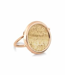 Ginette NY Bague Disc Or Rose Jaspe