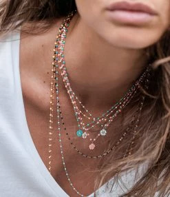 GIGI CLOZEAU Collier Perles Résine Fleur Diamant Or Rose -COLLIERS Shop re dscf9827 1