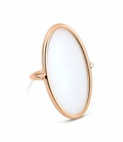 Ginette NY Bague Ellipse Or Rose Agate Blanche