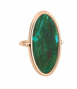Ginette NY Bague Ellipse Chrysocolle Or Rose
