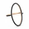Ginette NY Bague Ellipses & Sequins Or Rose Diamants Noirs