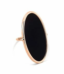 Ginette NY Bague Ellipse Onyx Or Rose