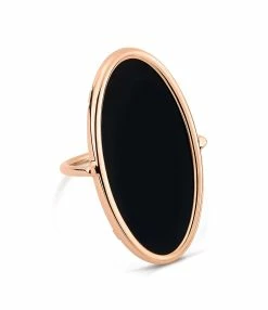 Ginette NY Bague Ellipse Or Rose Onyx