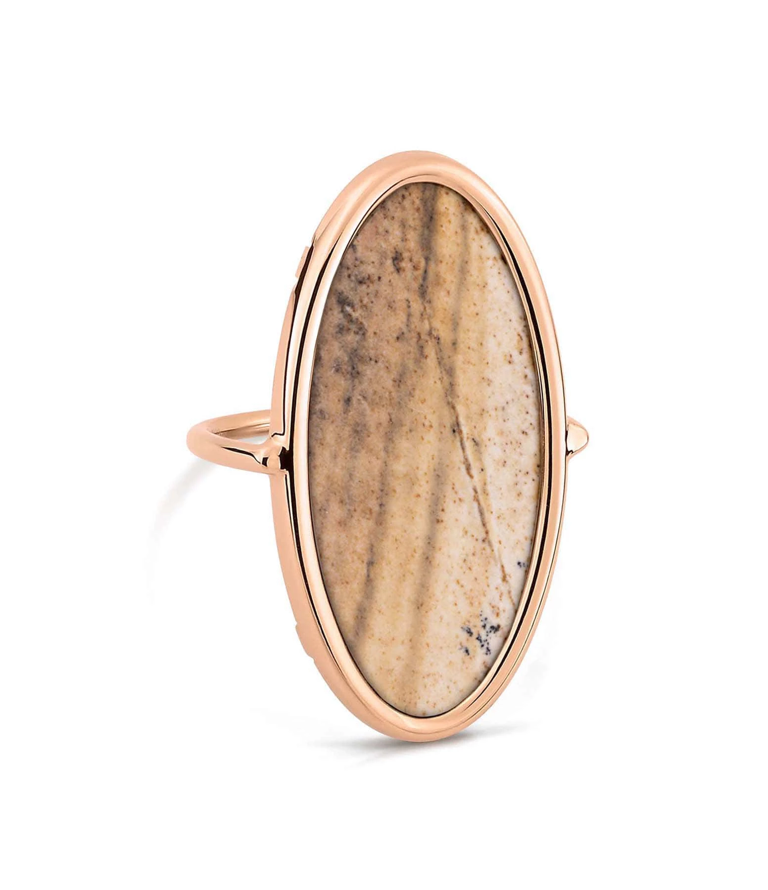 Ginette NY Bague Ellipse Jaspe Or Rose 1 Ginette NY Bague Ellipse Jaspe Or Rose