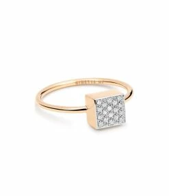 Ginette NY Bague Baguette Ever Baby Or Rose Diamants