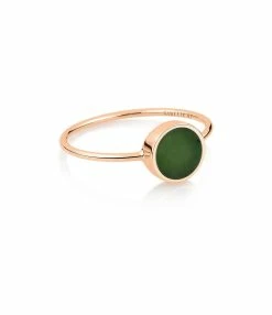 Ginette NY Bague Ever Mini Disc Jade Or Rose