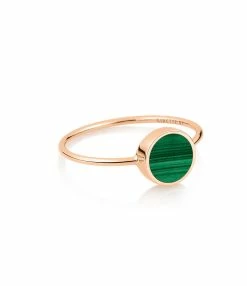 Ginette NY Bague Ever Mini Disc Malachite Or Rose
