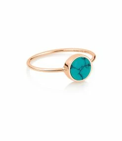 Ginette NY Bague Ever Mini Disc Or Rose Turquoise
