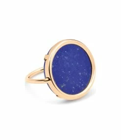 Ginette NY Bague Disc Or Rose Lapis Lazuli