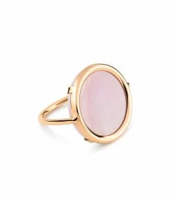 Ginette NY Bague Disc Or Rose Nacre Rose