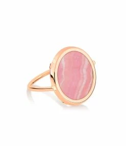 Ginette NY Bague Disc Or Rose Rhodocrosite