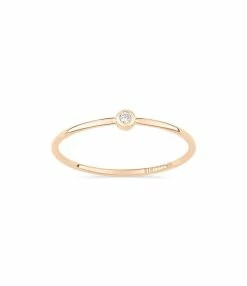 Ginette NY Bague Mini Lonely Diamond Or Rose