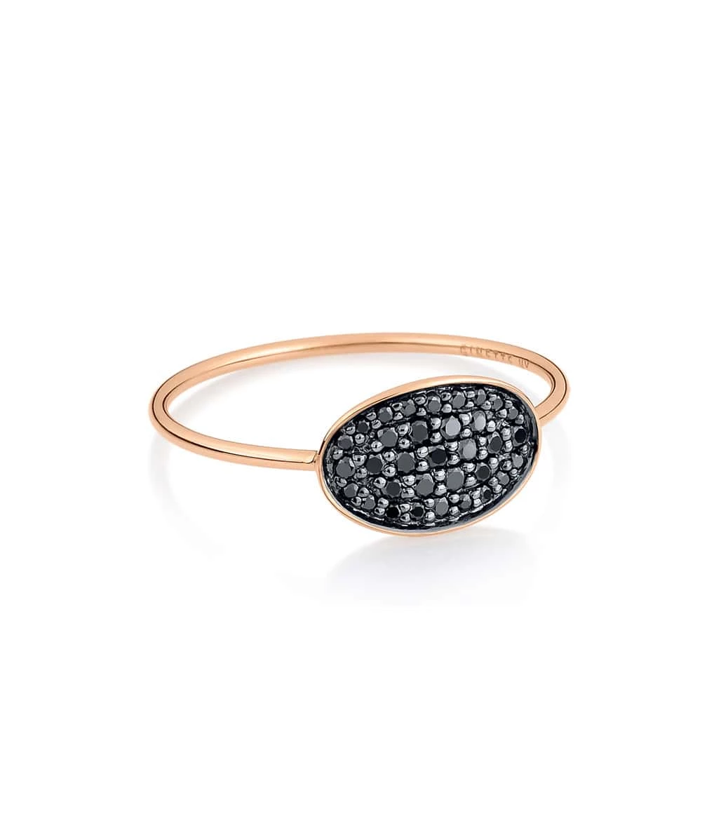 Ginette NY Bague Ellipses & Sequins Mini Or Rose Diamants Noirs 1 Ginette NY Bague Ellipses & Sequins Mini Or Rose Diamants Noirs