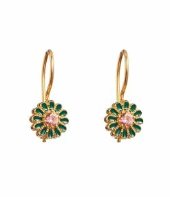 TITYARAVY Boucles D'oreilles Saï Vert Doré