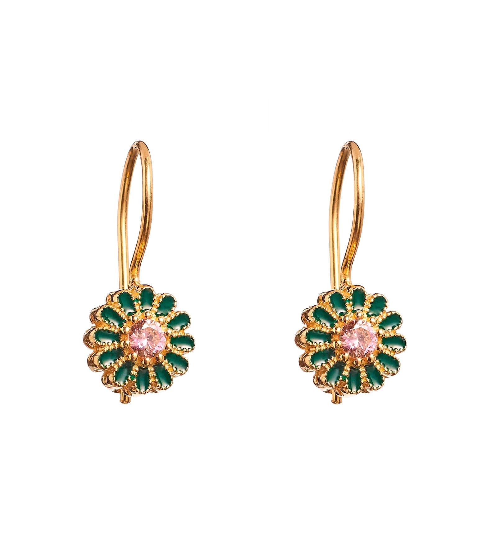 TITYARAVY Boucles D'oreilles Saï Vert Doré 1 TITYARAVY Boucles D'oreilles Saï Vert Doré